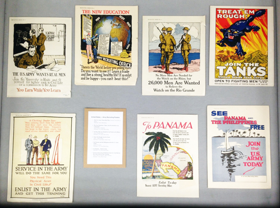 Center display case, with US Army recruitment posters.