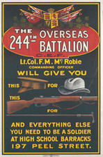 Canadian WWI recruiting poster: The 244th Overseas Battalion