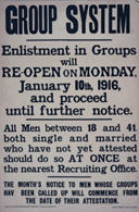 English WWI recruiting poster: Group System Enlistment