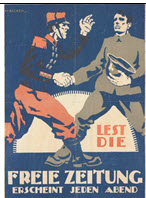 German WWI poster: Lest die Freie Zeitung erscheint jeden Abend