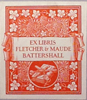 bookplate of Fletcher and Maude Battershall