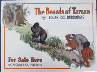 Poster advertising the book 'The Beasts of Tarzan' by Edgr Rice Burroughs.