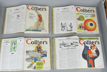 Third display case of Collier's Magazine issues.