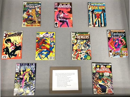 Right display case, with a variety of Marvel comics