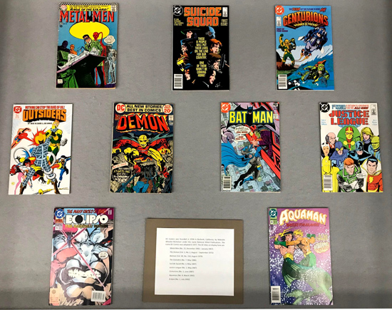 Left display case, with a variety of DC comics