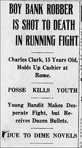 Headlines featuring dime novels