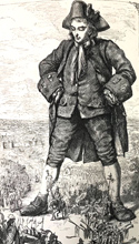 illustration of Gulliver standing among the Lilliputuans, from Gulliver's Travels