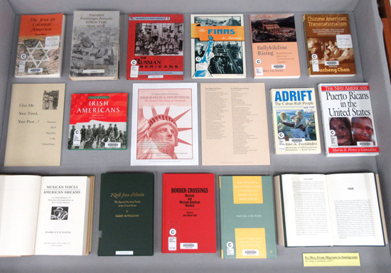Display case 3: Books and documents on immigration