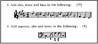 Two questions from the 1950 Regents Exam in Music.