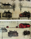 Drawings of Shaker buildings from 'Shaker Village Views' by Robert P. Emlen.