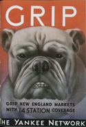 Image of a bulldog's face on a red background, with the word 'Grip' above.