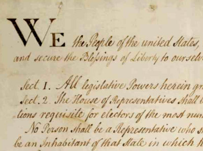 Portion of the 1788 handwritten copy of the Constitution