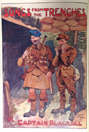 illustration of two soldiers, one in a kilt, standing in front of a trench