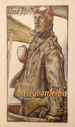 German WWI war loan poster, with image of a pilot