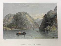 Illustration of Lake George with boats on the water