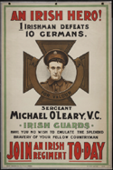 Irish WWI poster: An Irish Hero! 1 Irishman Defeats 10 Germans