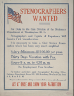 US WWI poster (general): Stenographers Wanted