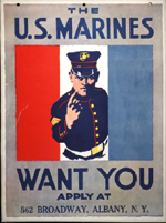 US WWI recruitment poster: The U.S. Marines Want You