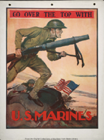 US WWI recruitment poster: Go Over the Top with U.S. Marines