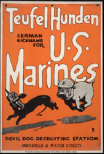 US WWI recruitment poster: Teufel Hunden [Devil Dogs]
