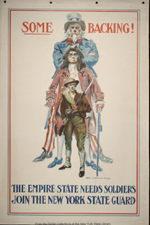 US WWI recruitment poster: Some Backing! The Empire State Needs Soldiers