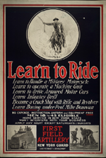 US WWI recruitment poster: Learn To Ride