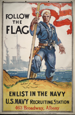 US WWI recruitment poster: Follow the Flag/Enlist in the Navy