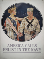 US WWI recruitment poster: America Calls/Enlist in the Navy