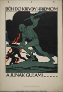 Czechoslovakian WW1 poster: Bôh do krivdy hromom
