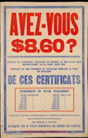Canadian WWI general poster: Avez-vous $8.60?