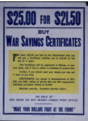 Canadian WWI general poster: $25.00 for $21.50/ Buy War Savings Certificates 
