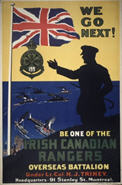 Canadian WWI recruiting poster: We Go Next! Be One oof the Irish Canadian Rangers Overseas Battalion