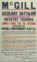 Canadian WWI recruiting poster: McGill Auxiliary Battalion