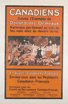 Canadian WWI recruiting poster: Canadiens suivez l'exemple de Dollard des Ormeaux