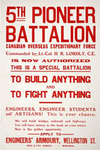 Canadian WWI recruiting poster: 5th Pioneer Battalion