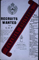 Canadian WWI recruiting poster: Recruits Wanted for C.E.F. Canadian Engineers