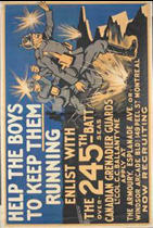 Canadian WWI recruiting poster: Help the Boys to Keep Them Running