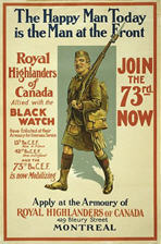 Canadian WWI recruiting poster: The Happy Man Today...