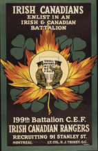 Canadian WWI recruiting poster: Irish Canadians Enlist in an Irish & Canadian Battalion