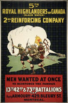 Canadian WWI recruiting poster: 5th Royal Highlanders of Canada 