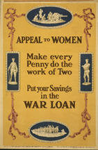 English WWI poster: Appeal to Women/Make every Penny...