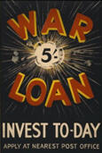 English WWI poster: War Loan 5'-/Invest To-day