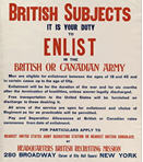 English WWI recruiting poster: British Subjects/It Is Your Duty to Enlist... 