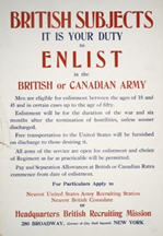 English WWI recruiting poster: British Subjects/It Is Your Duty to Enlist... 