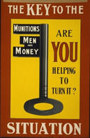 English WWI recruiting poster: The Key to the Situatio/