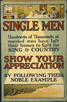 English WWI recruiting poster: Single Men