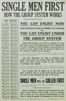 English WWI recruiting poster: Single Men First