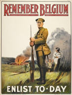 English WWI recruiting poster: Remember Belgium