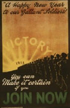 English WWI recruiting poster: A Happy New Year to Our Gallant Soldiers 