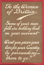 English WWI recruiting poster: To the Women of Britain